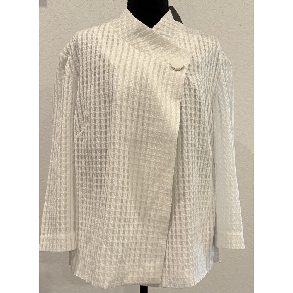 Chico’s Swing Textured Jacket Antique White 3/4 Sleeves Size 4 (XXL) NWT